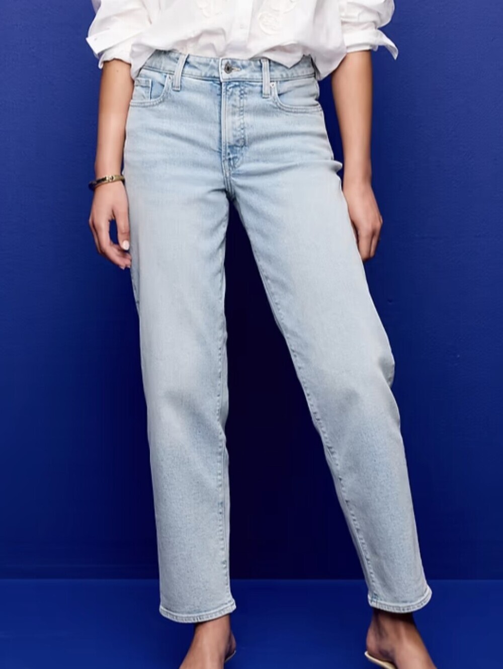 Old Navy Women High Rise OG Loose Jeans Light Wash Denim Size 6 Petite Baggy 90s